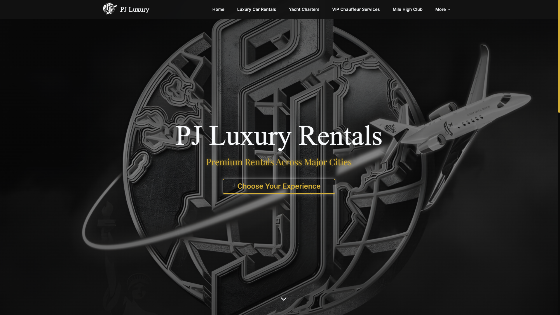 PJ Luxury Rentals Hero Section